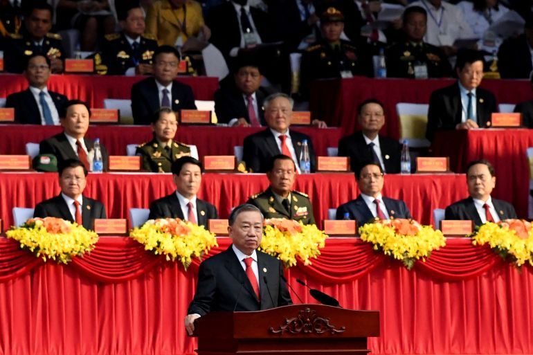 General Secretary of the Communist Party of Vietnam To Lam delivers a speech during celebrations marking the 50th anniversary of the fall of Saigon in Ho Chi Minh City on April 30, 2025.