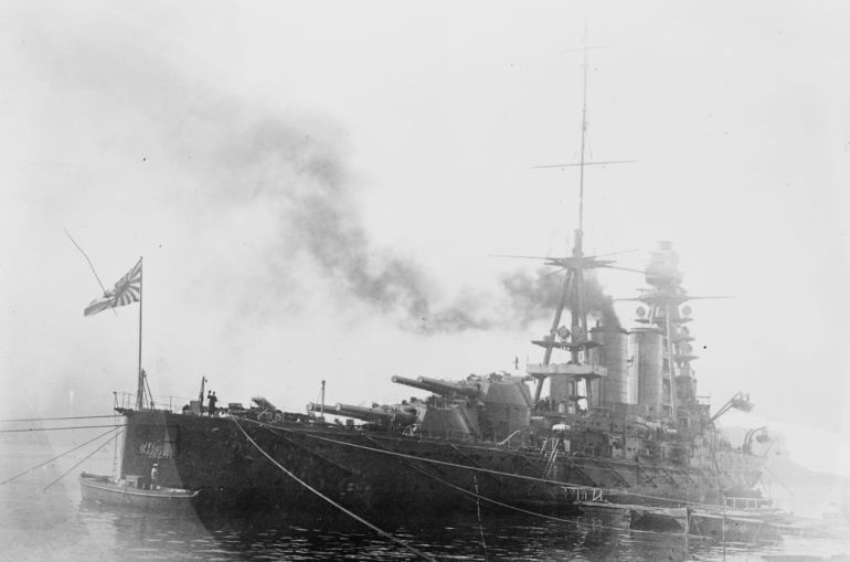 JAPAN - CIRCA 1900: Nagato was the flagship of the Combined Fleet, flying the flag of Admiral Isoroku Yamamoto. On 2 December 1941 Nagato sent the signal Niitakayama nobore 1208