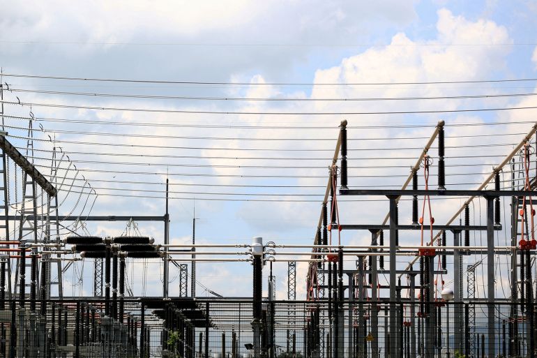 A view shows Santa Llogaia electrical sub-station connected to the interconnection grid between France and Spain that tripped after a sudden, large drop in power supply and caused the major blackout in the Iberian Peninsula, in the village of Santa Llogaia d'Alguema, near Figueres, Spain April 29, 2025. REUTERS/Bruna Casas