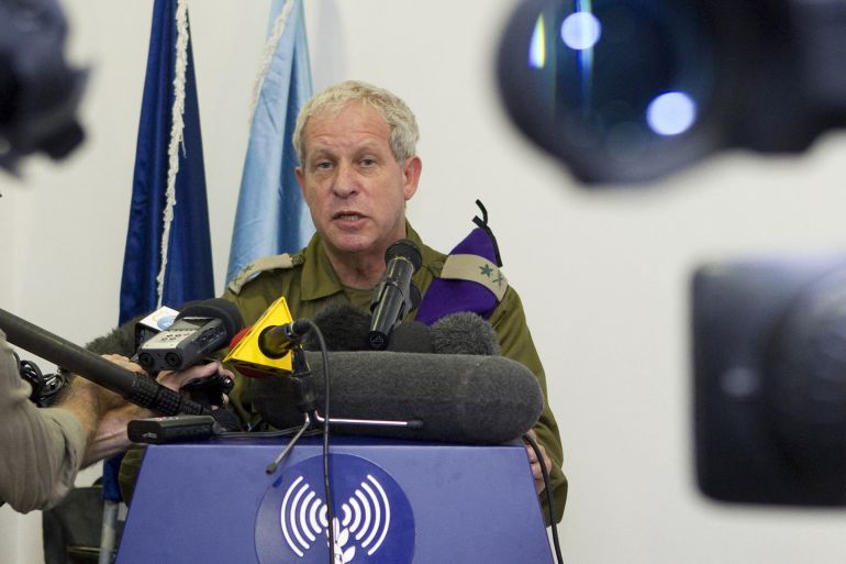 Retired Israeli general Giora Eiland holds a press conference at the Defense Ministery in Tel Aviv on July 12, 2010 in which he said an internal military probe found that mistakes were made at a
