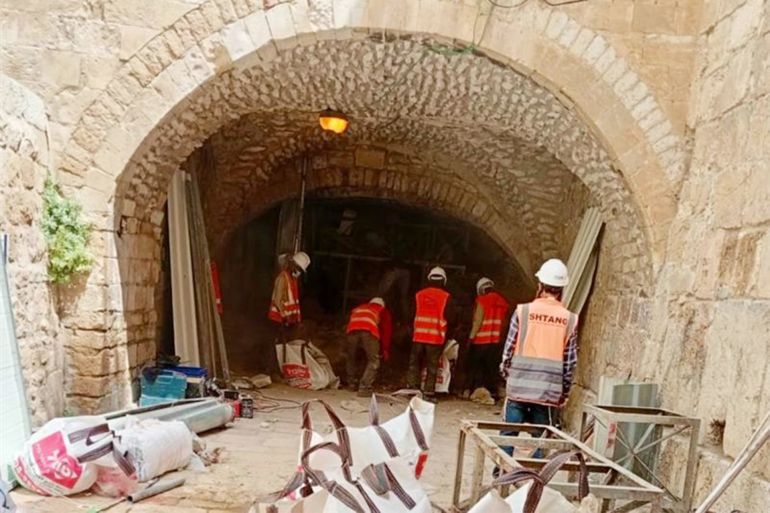 أعمال حفر وتوسعة في حوش شهابي، رباط الكرد، البلدة القديمة، القدس، مايو 2025، مواقع التواصل الاجتماعي