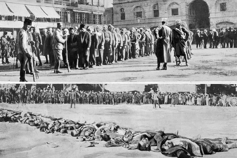 History Neareast revolt of Druse in (french) Syria / Lebanon: above: Caprured Druze led to prison below: Bodies of executed Druses in a street. Damascus, autumn 1925 BIZ 46/1925 (Eingeschränkte Rechte für bestimmte redaktionelle Kunden in Deutschland. Limited rights for specific editorial clients in Germany.) History Neareast revolt of Druse in (french) Syria / Lebanon: above: Caprured Druze led to prison below: Bodies of executed Druses in a street. Damascus, autumn 1925 BIZ 46/1925 (Photo by ullstein bild/ullstein bild via Getty Images)