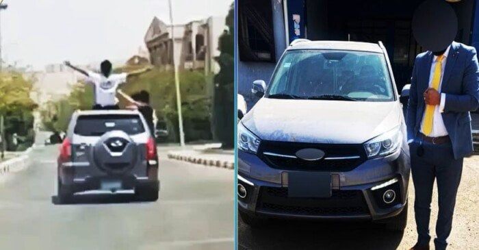 «عيد ميلاد».. ملابسات فيديو جلوس أشخاص أعلى سقف سيارة في العبور «عيد ميلاد».. ملابسات فيديو جلوس أشخاص أعلى سقف سيارة في العبور