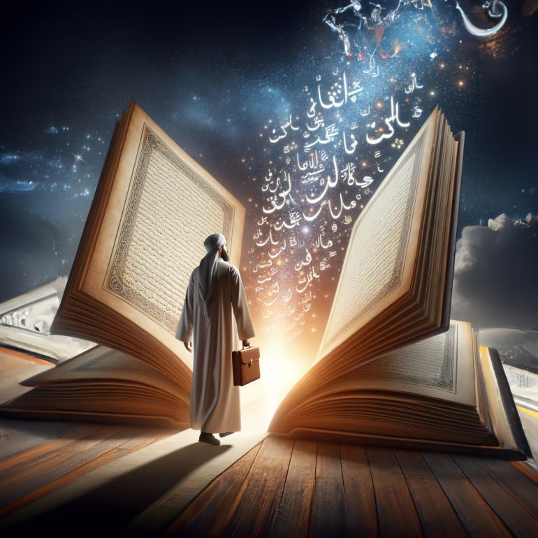 a man who walks into an open book