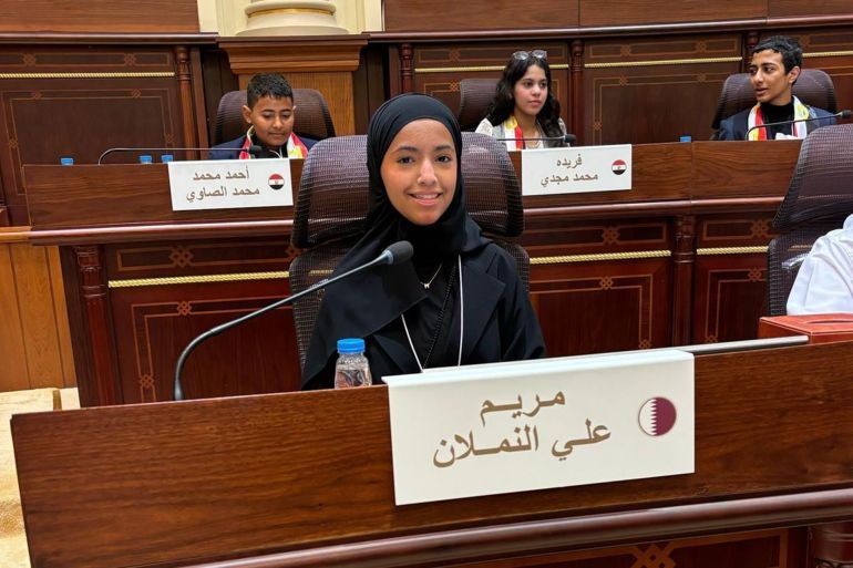 الكاتبة مريم النملان في جلسة برلمان الطفل العرب