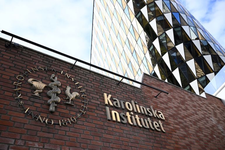 A general view of the facade of the Karolinska Institute ahead of the announcement of the winner of the 2024 Nobel Prize in Physiology or Medicine, in Stockholm, Sweden October 7, 2024Christine Olsson/TT News Agency/via REUTERS ATTENTION EDITORS - THIS IMAGE WAS PROVIDED BY A THIRD PARTY. SWEDEN OUT. NO COMMERCIAL OR EDITORIAL SALES IN SWEDEN