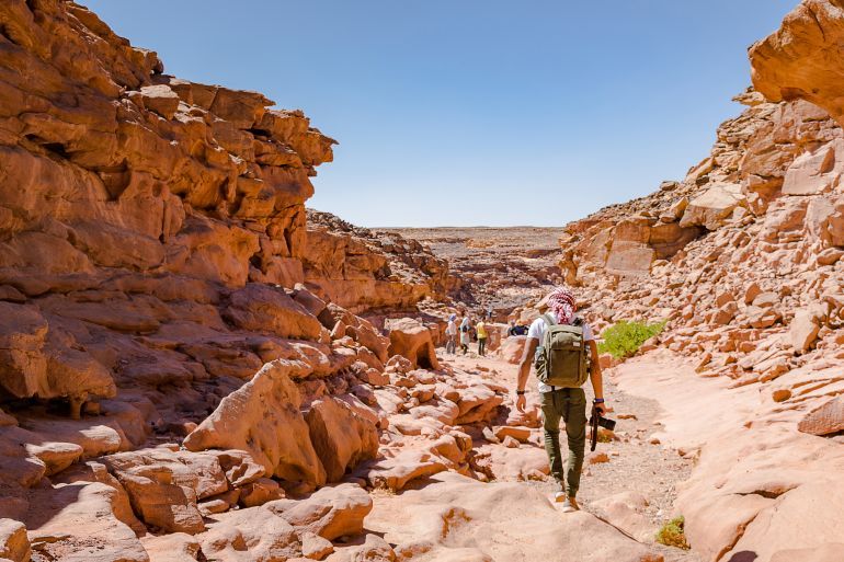 Colored canyon in Nuweiba Dahab Egypt . Coloured Canyon is a rock formation on Sinai peninsula. It is a labyrinth of rocks, some of them have about 40 meters. The canyon is almost 800 meters long.