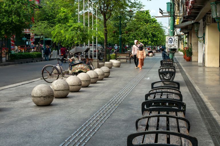 Yogyakarta, Indonesia - May 27, 2023: Jalan Malioboro, Malioboro street, a famous tourist destination in the cultural city of Yogyakarta, Indonesia
