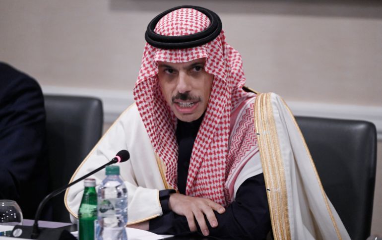 Saudi Foreign Minister Prince Faisal bin Farhan participates in an Arab-Islamic Ministerial Committee briefing session on the current situation in Gaza, in Washington, DC, on December 8, 2023. - Chief diplomats from a grouping of Arab and Islamic nations, on a visit to Washington, called December 8, 2023, for end to fighting in the Gaza Strip.