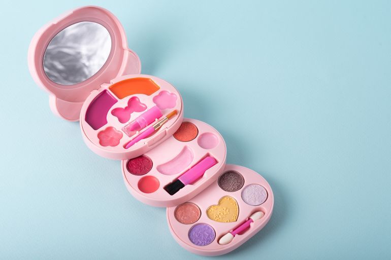 Make up for girls. Children's Decorative Cosmetics For beautiful young face. Kids cosmetics.