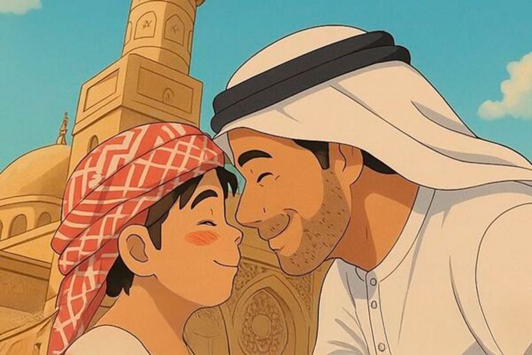نماذج من تحويل صور العيد إلى أنمي بأسلوب