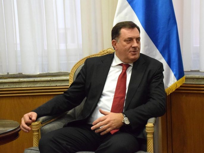 BELGRADE, SERBIA - JANUARY 13: Milorad Dodik, President of Republika Srpska, meets with Serbian Prime Minister Aleksandar Vucic (not seen) in Belgrade, Serbia on January 13, 2015.