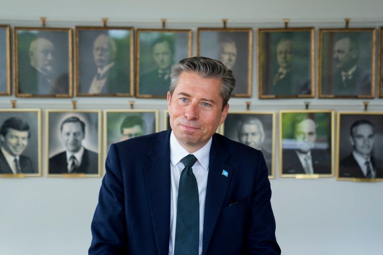 UN's Under-Secretary-General for Humanitarian Affairs and Emergency Relief Coordinator Tom Fletcher looks on during a meeting with the Norwegian Foreign Minister at the Ministry of Foreign Affairs on June 5, 2025.