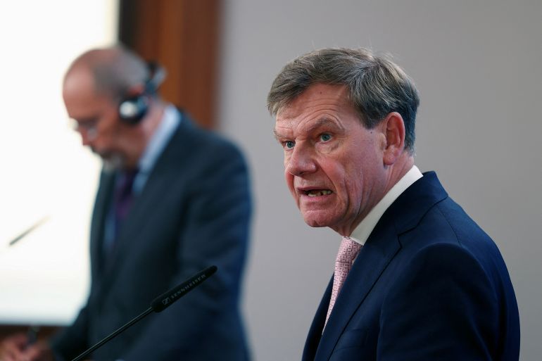 Germany's Foreign Minister Johann Wadephul speaks during a joint press conference with Jordan's Foreign Minister Ayman Safadi, in Berlin, Germany, June 18, 2025. REUTERS/Christian Mang