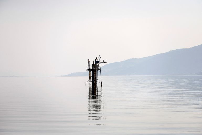 A monitor station run by national water company, measures the water quality of the Sea of Galilee in northern Palestine, January 23, 2023. REUTERS/Ronen Zvulun