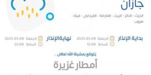 الأرصاد: أمطار غزيرة على منطقة جازان - الكويت الاخباري