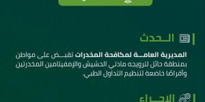 القبض على شخص بمنطقة حائل روّج مادتي الحشيش والإمفيتامين وأقراصًا مخدرة - الكويت الاخباري