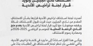 لجنة استئناف التراخيص ترفض استئناف لجبلين - الكويت الاخباري