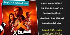 بدءا من الغد.. قصور الثقافة تعرض فيلم "المشروع X" في 7 محافظات بسينما الشعب - الكويت الاخباري