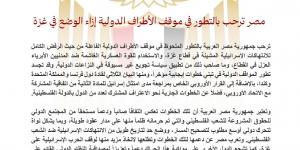 عاجل.. مصر ترحب بتطور موقف الأطراف الدولية إزاء الأوضاع في غزة - الكويت الاخباري