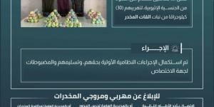 حرس الحدود بعسير يقبض على 3 مخالفين لنظام أمن الحدود لتهريبهم 30 كجم من نبات القات المخدر - الكويت الاخباري