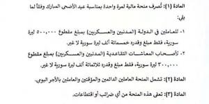 منحة مالية من الرئيس السوري أحمد الشرع بمناسبة عيد الأضحى - الكويت الاخباري