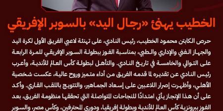 الخطيب يهنئ رجال اليد بعد التتويج بالسوبر الإفريقي - الكويت الاخباري
