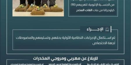 حرس الحدود بعسير يقبض على 5 مخالفين لنظام أمن الحدود لتهريبهم 90 كلجم من نبات القات المخدر - الكويت الاخباري