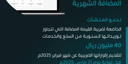 الزكاة والضريبة والجمارك تدعو المنشآت إلى تقديم إقرارات ضريبة القيمة المضافة عن شهر أبريل - الكويت الاخباري