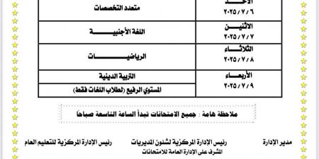 جداول امتحانات الدور الثاني للطلاب الدارسين بنظام أبناؤنا في الخارج 2025 - الكويت الاخباري