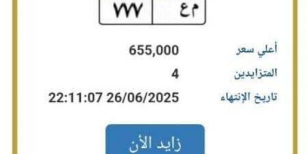 اقتربت من مليون جنيه.. المرور تطرح التزايد على لوحة سيارة مميزة - الكويت الاخباري
