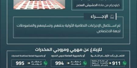 القبض على (3) مخالفين بجازان لتهريبهم (31.5) كيلوجرامًا من الحشيش المخدر - الكويت الاخباري