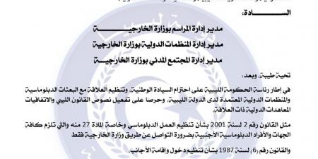 الحكومة الليبية تفرض إجراءات مشددة لتنظيم دخول وتنقل البعثات الدبلوماسية والمنظمات الدولية - الكويت الاخباري