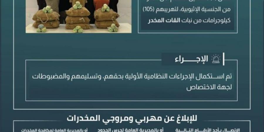القبض على (7) مخالفين لتهريبهم (105) كجم من القات بـالربوعة - الكويت الاخباري