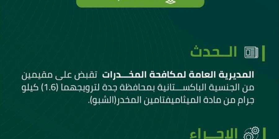 القبض على مقيمين بمحافظة جدة روّجا (1.6) كجم من (الشبو) - الكويت الاخباري