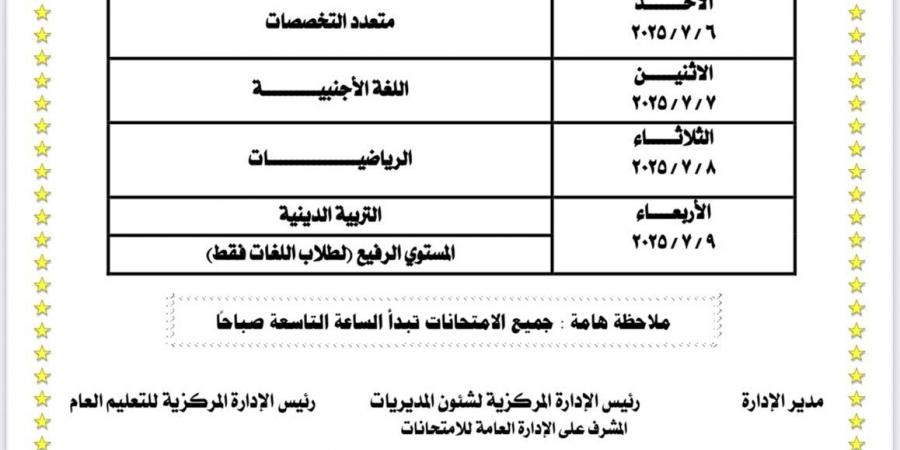 جداول امتحانات الدور الثاني للطلاب الدارسين بنظام أبناؤنا في الخارج 2025 - الكويت الاخباري