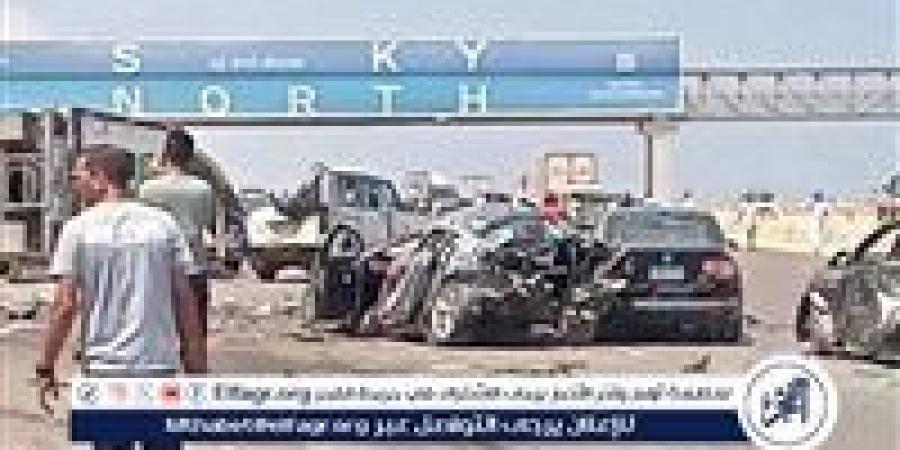 حادث تصادم سيارة نقل ثقيلة بعدد 9 سيارات ملاكي و2 ميكروباص بمطروح - الكويت الاخباري