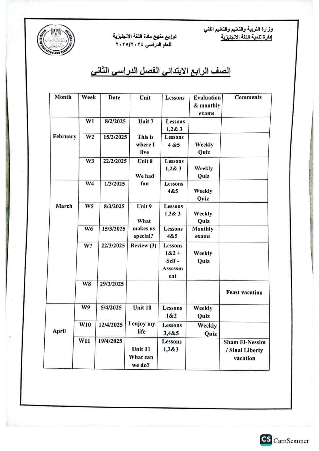 توزيع المناهج موقع وزارة التربية والتعليم 2025 pdf