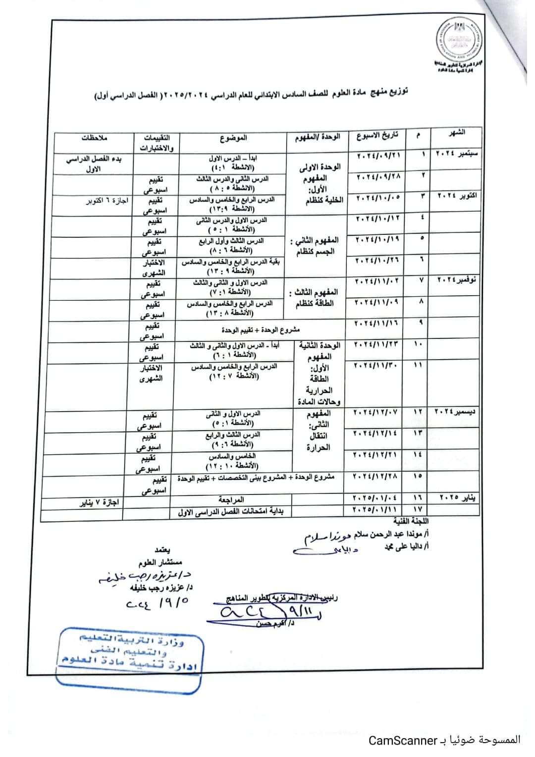 توزيع المناهج موقع وزارة التربية والتعليم 2025 pdf