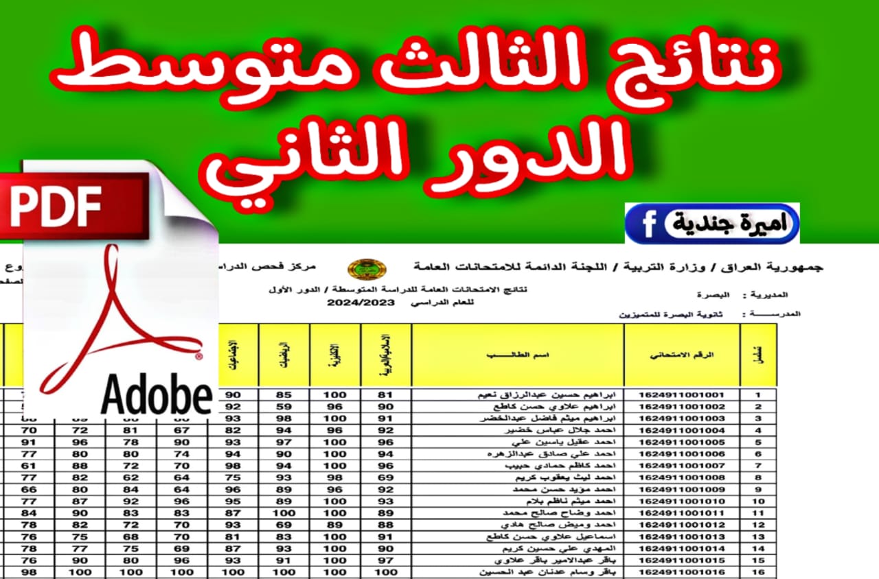 اليكــ .. رابط نتائج الثالث متوسط 2024 الدور الثاني بغداد والبصرة وجميع المحافظات pdf فور اعتمادها من وزارة التربية