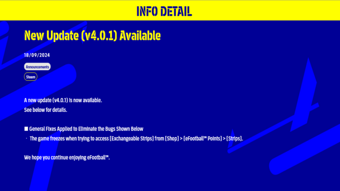 تحديث eFootball 2024 V4-0-1