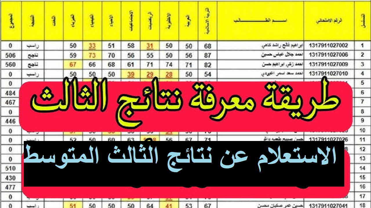 الأن رابط الاستعلام عن نتائج الثالث المتوسط 2024 الدور الثاني جميع المحافظات موقع نتائجنا