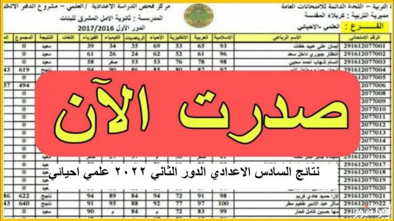 “صدرت رسميا pdf“ نتائج السادس اعدادي الدور الثاني 2024 بالرقم الامتحاني موقع نتائجنا results.mlazemna