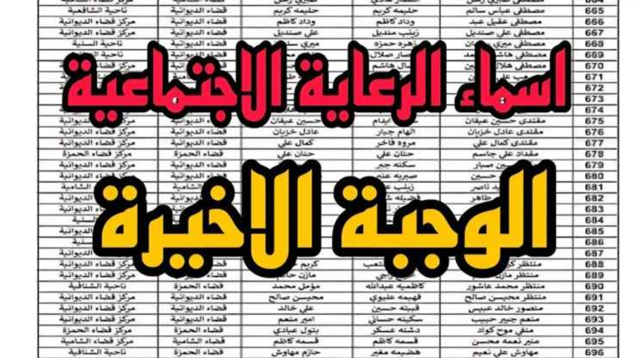 تحميل الوجبة الاخيرة pdf.. رابط الاستعلام عن أسماء المشمولين بالرعاية الاجتماعية 2024 بالعراق عبر منصة مظلتي