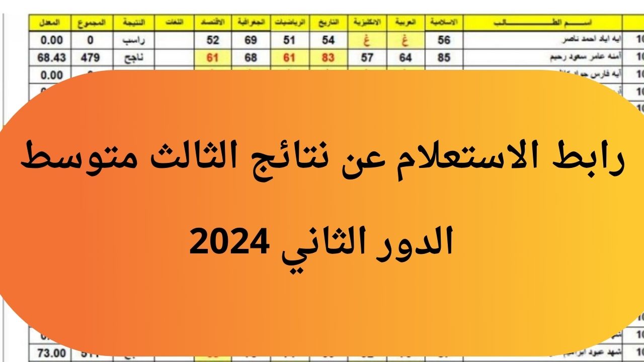 رابط الاستعلام عن نتائج الثالث متوسط الدور الثاني 2024 موقع نتائجنا