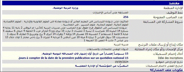 التسجيل في مسابقة مقتصد 2024 وزارة التربية الوطنية