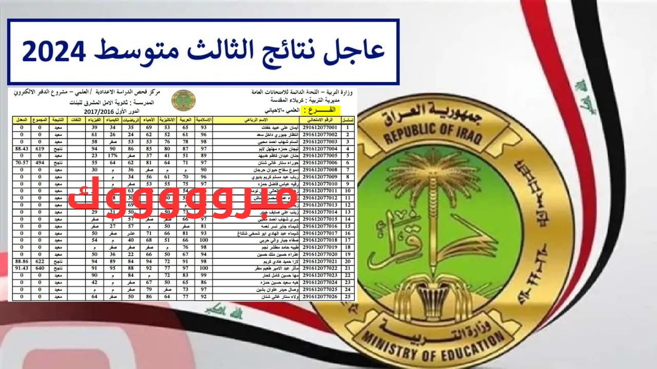 “مبروك النجاح”.. نتائج الثالث متوسط دور ثاني 2024 بالاسم والرقم الامتحاني بغداد- صلاح الدين- السليمانية- البصرة -كربلاء- الكرخ- الرصافة