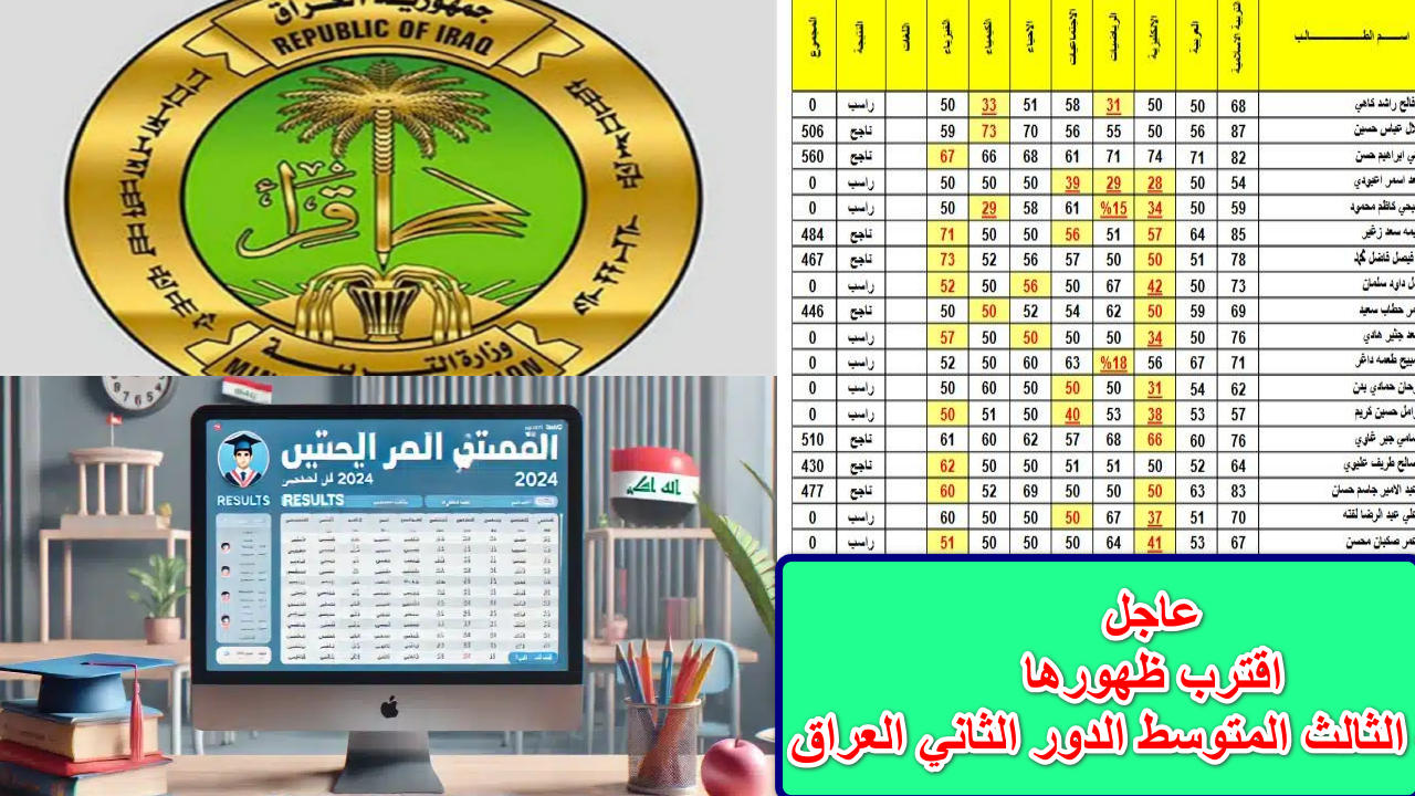 ” أقترب ظهورها” … رابط مباشر لاستعلام نتيجة الثالث المتوسط الدور الثاني العراق وتحميل PDF ملفات  2024