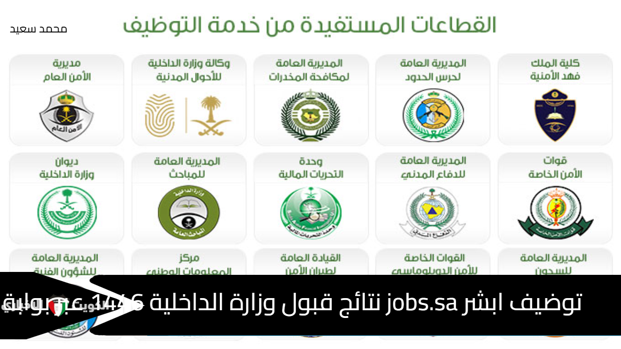 توضيف ابشر jobs.sa نتائج قبول وزارة الداخلية 1446 عبر بوابة القبول الموحد لوزارة الداخلية