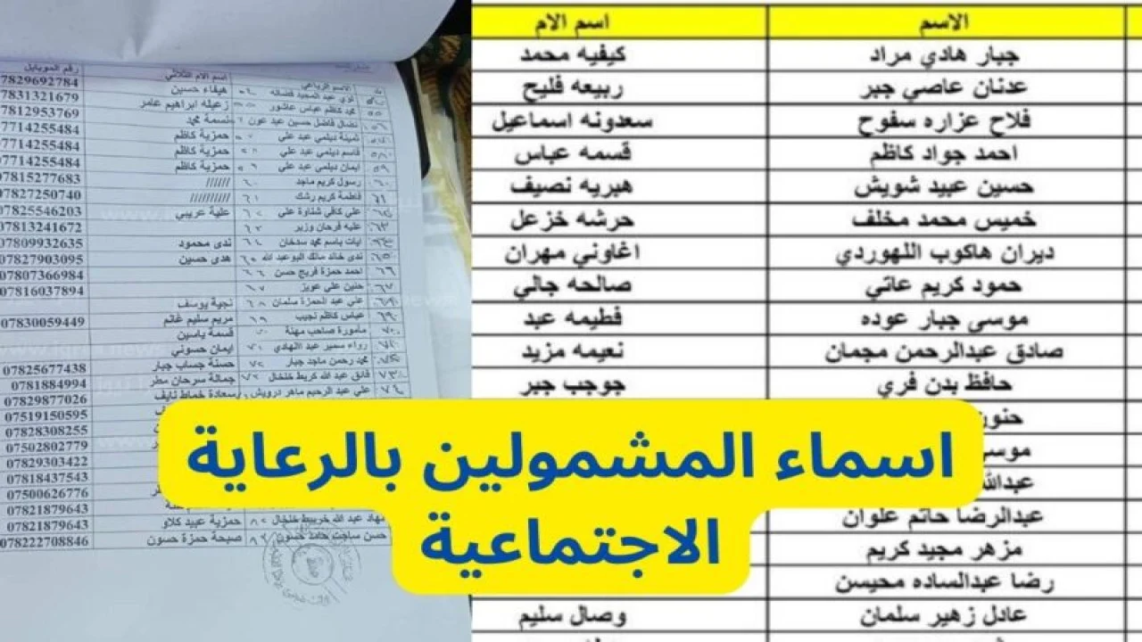 رابط أسماء المشمولين بالرعاية الاجتماعية بالعراق 2024 وزارة العمل العراقية